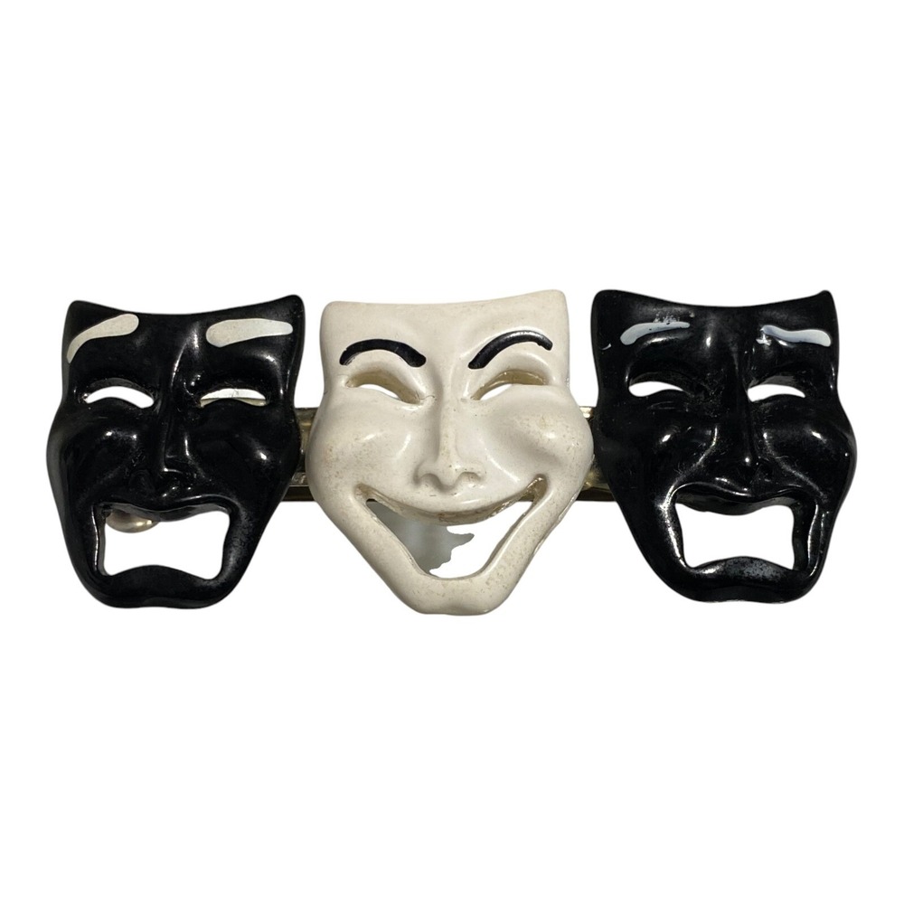 Vintage Black And White Tragedy Comedy Tragedy Theater Hair Barrette